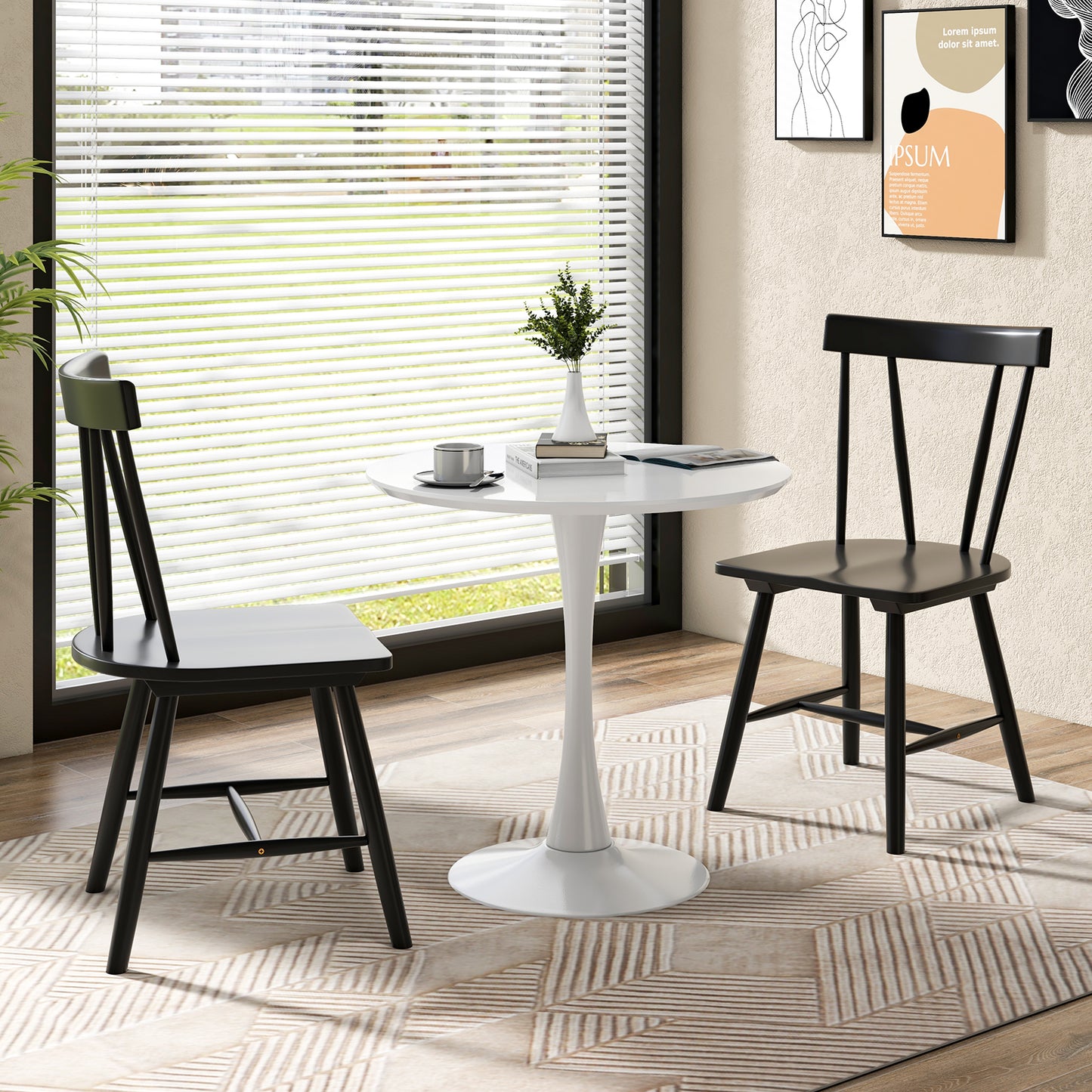 Windsor Dining Chair with Solid Rubber Wood Frame