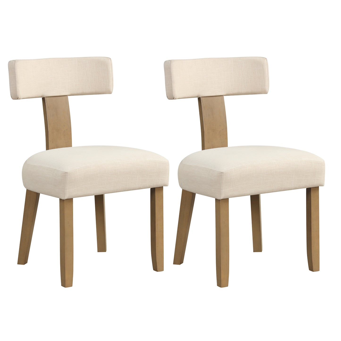 Dining Chairs Set of 2 with Curved Backrest and Padded Seat