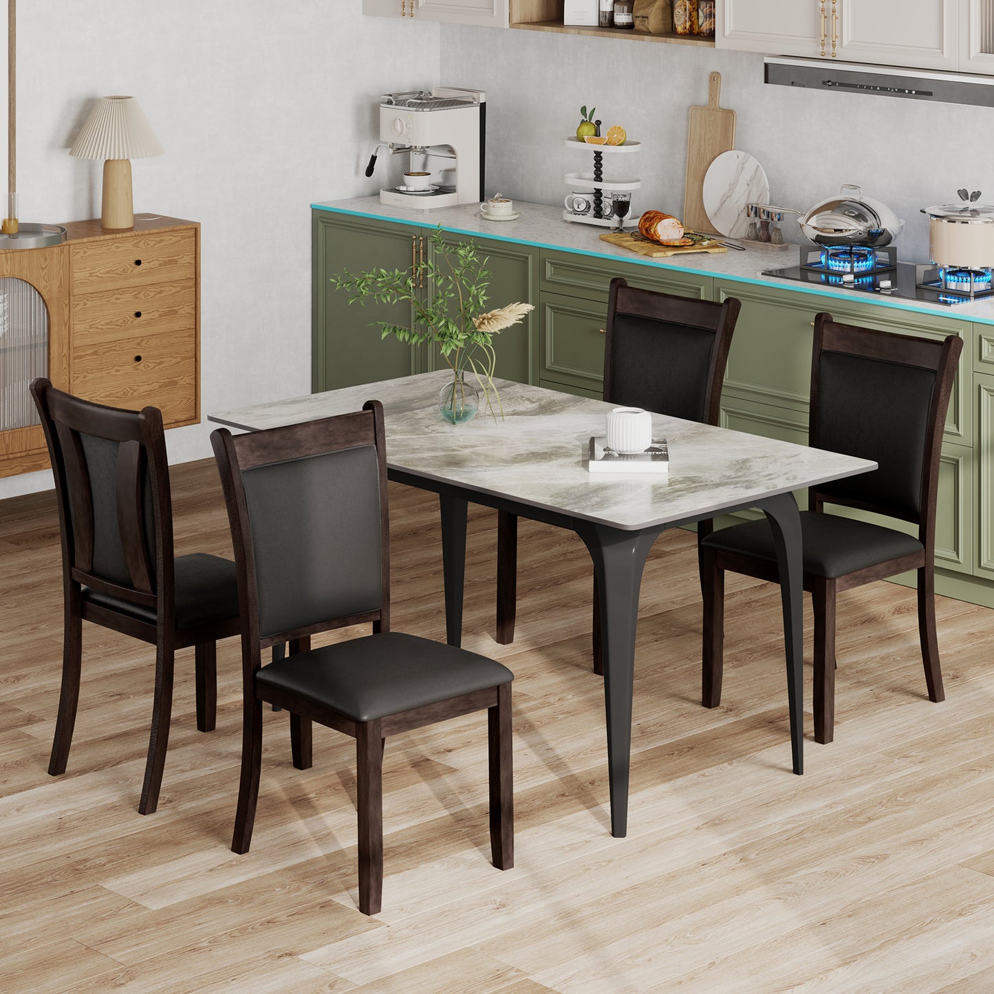 Upholstered Dining Chairs Set of 2 with Padded Seat - Gray