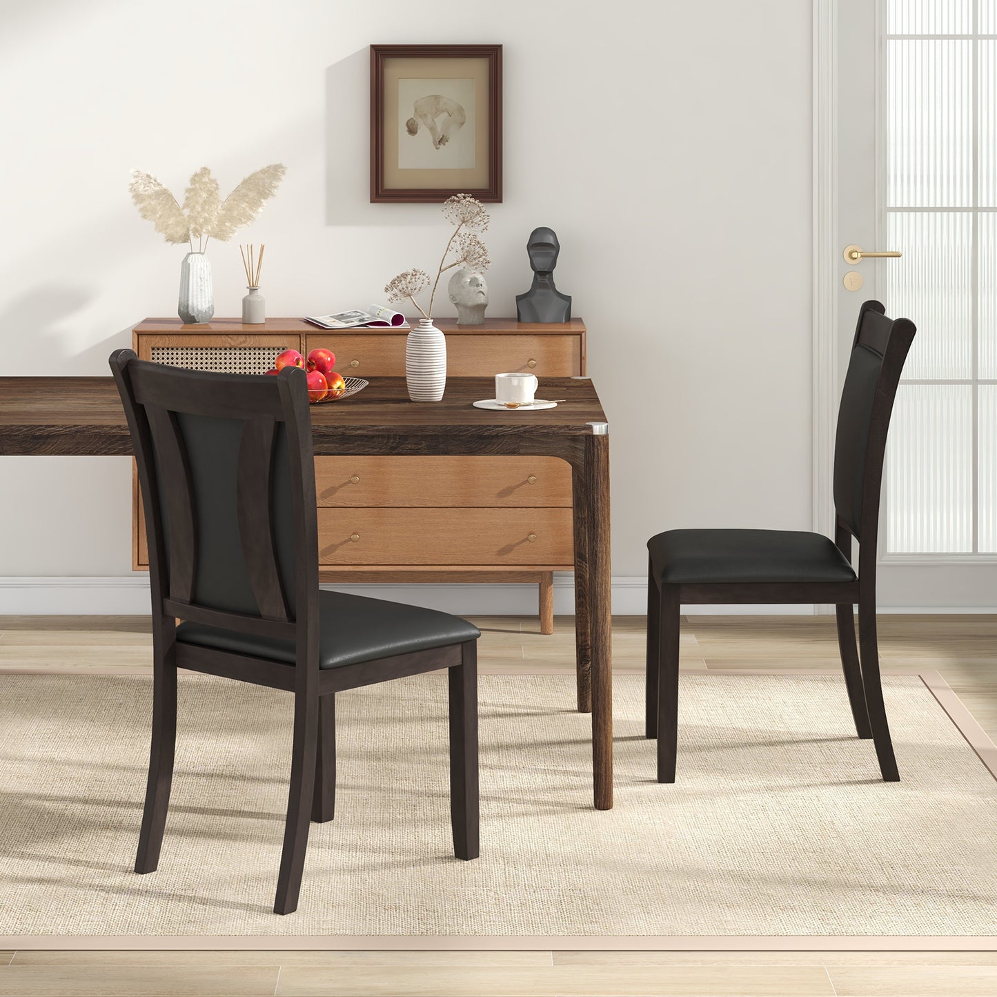 Upholstered Dining Chairs Set of 2 with Padded Seat - Gray