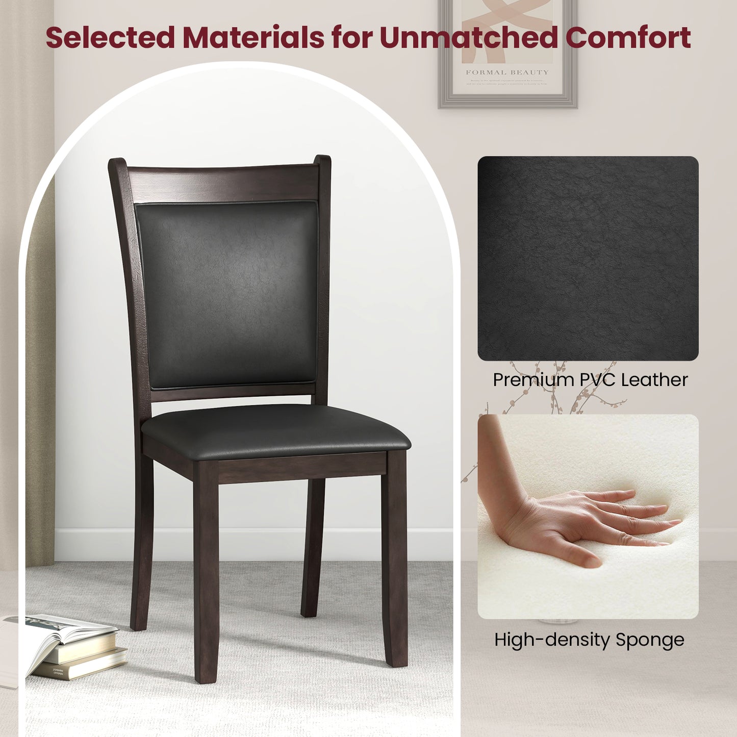 Upholstered Dining Chairs Set of 2 with Padded Seat - Gray