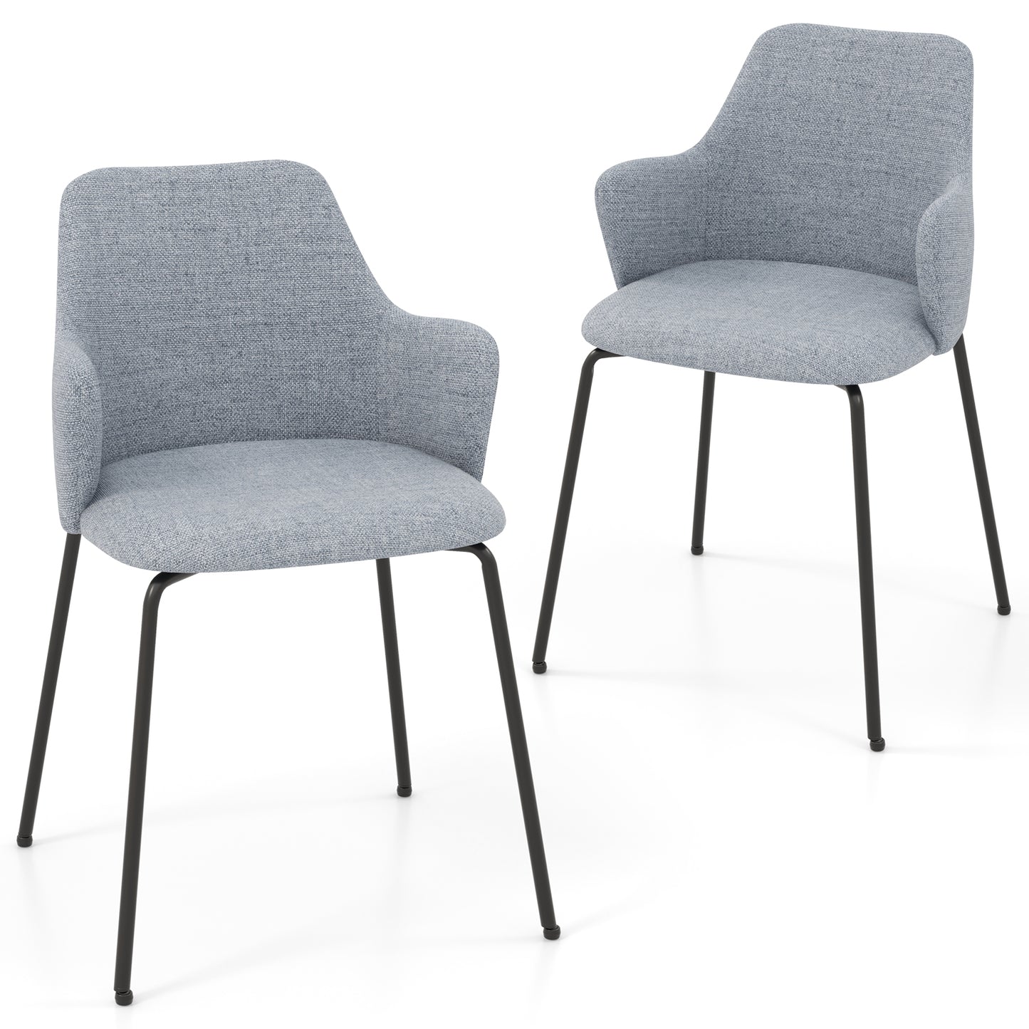 Upholstered Dining Chairs Set of 2 with Curved Backrest
