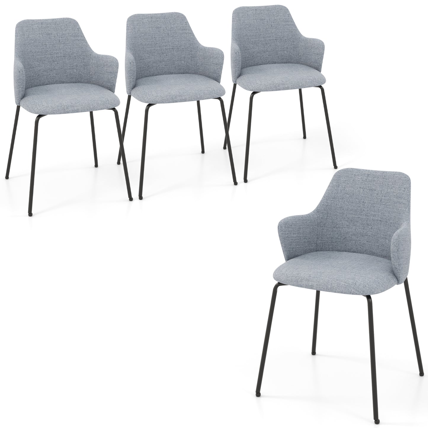 Upholstered Dining Chairs Set of 2 with Curved Backrest