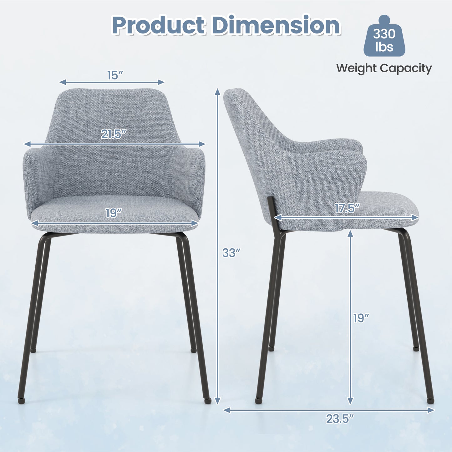 Upholstered Dining Chairs Set of 2 with Curved Backrest