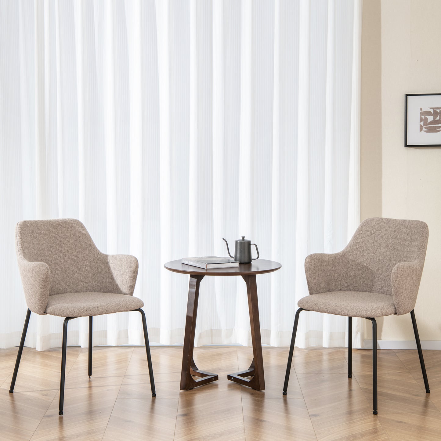 Upholstered Dining Chairs Set of 2 with Curved Backrest