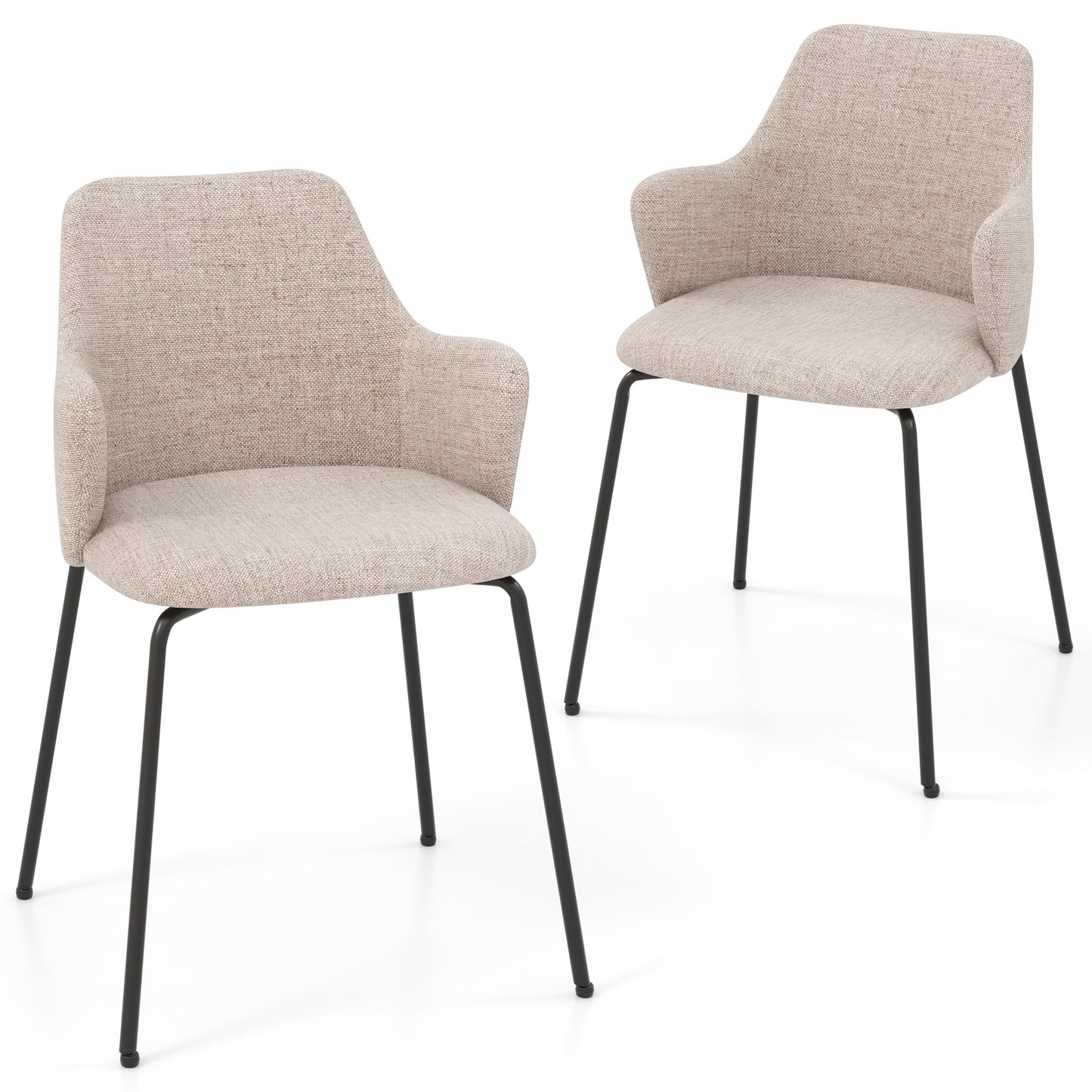 Upholstered Dining Chairs Set of 2 with Curved Backrest