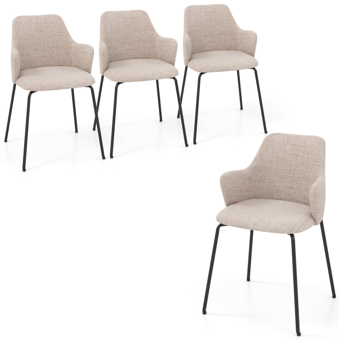 Upholstered Dining Chairs Set of 2 with Curved Backrest