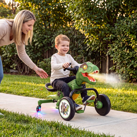 Dinosaur Drift Tricycle with Lights, Sound & Spray