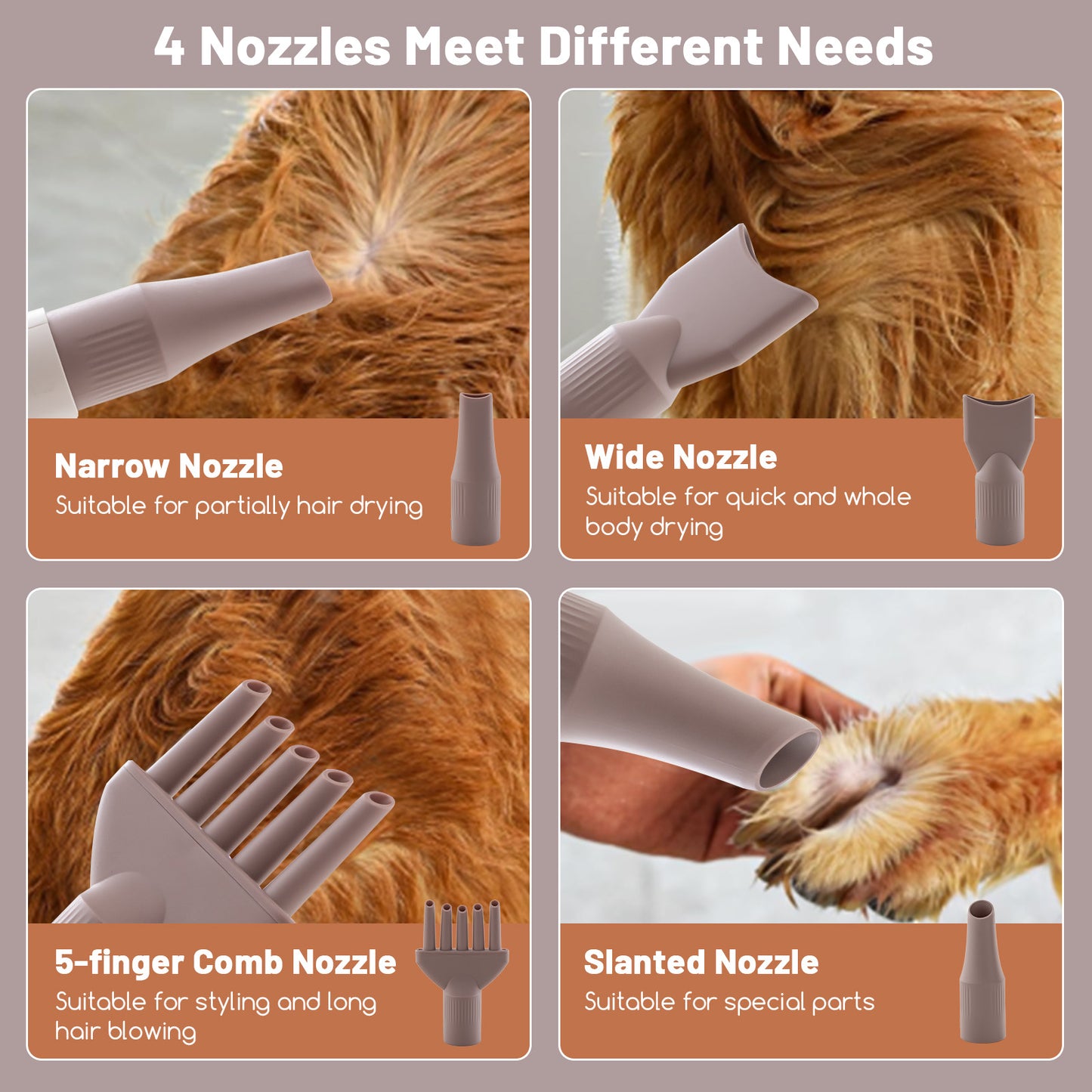 Pet Hair Dryer with Negative Ion Technology & Adjustable Temp