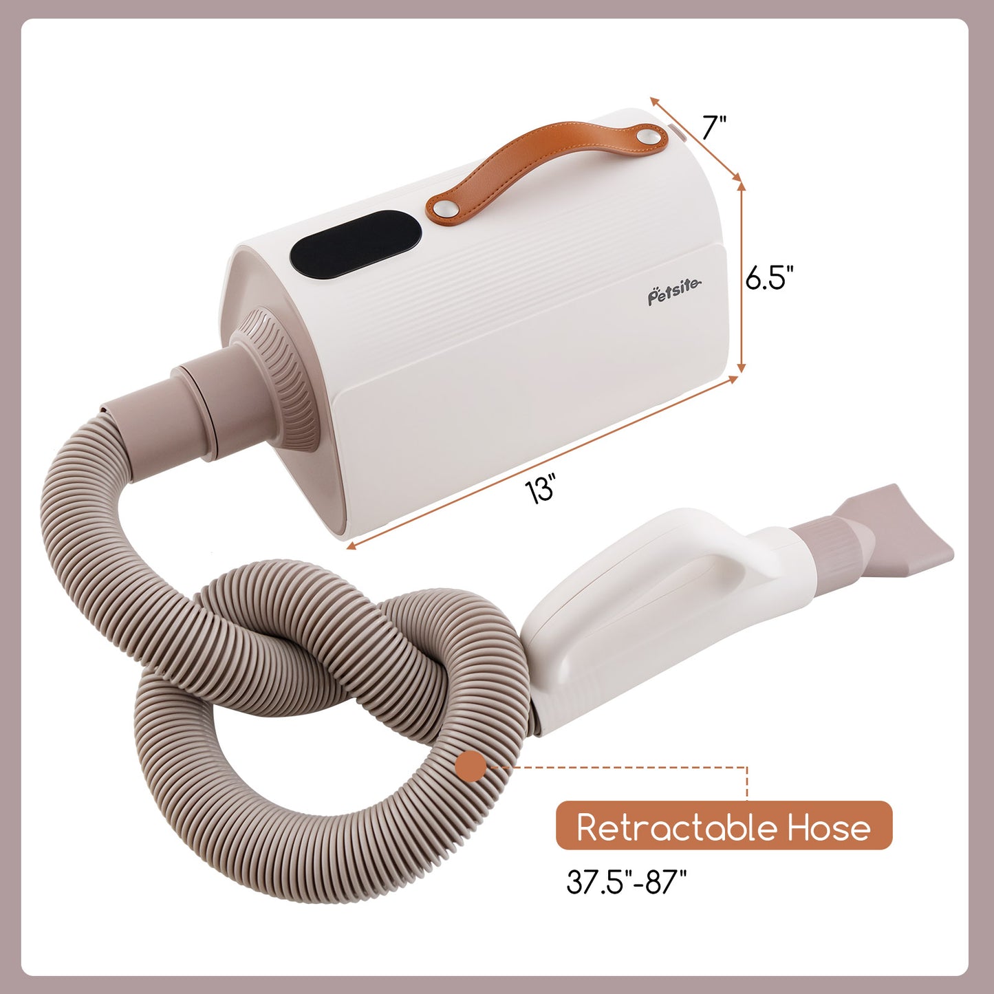 Pet Hair Dryer with Negative Ion Technology & Adjustable Temp