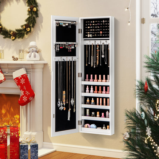 Wall Mounted Jewelry Armoire with Full-Length Mirror
