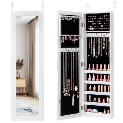 Wall Mounted Jewelry Armoire with Full-Length Mirror