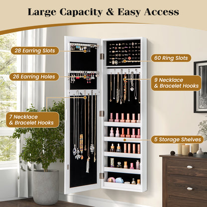 Wall Mounted Jewelry Armoire with Full-Length Mirror