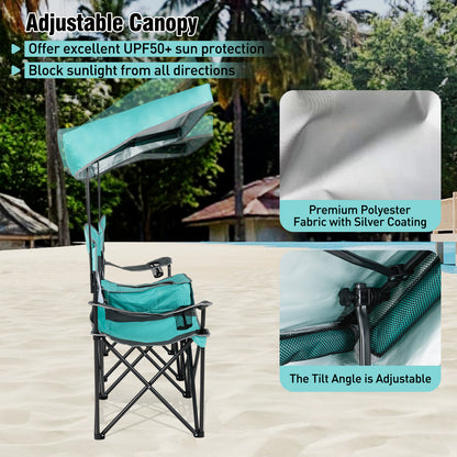 Double Beach Chair with Adjustable Canopy and Side Curtains