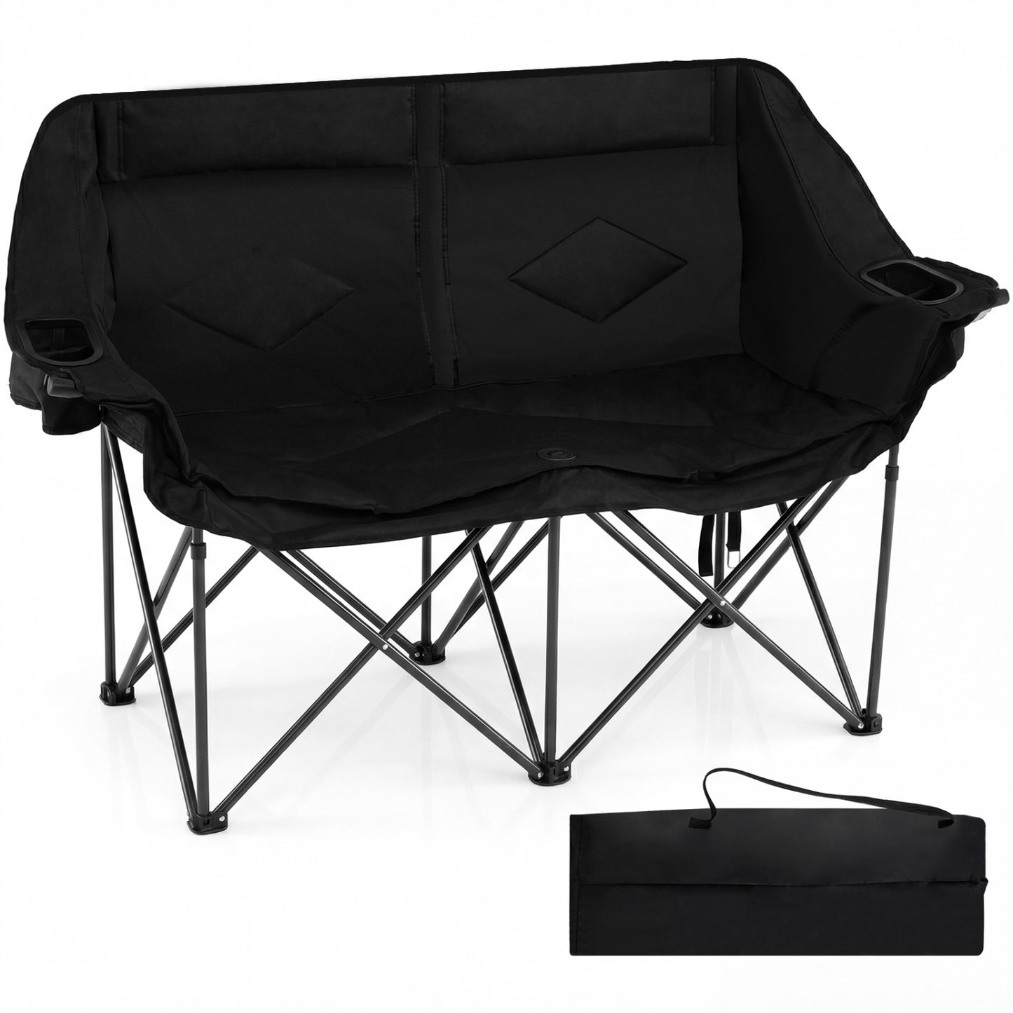 Double Camping Chair with Cup Holders and Storage Pockets