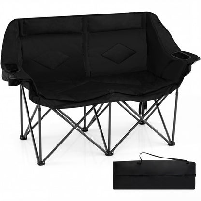 Double Camping Chair with Cup Holders and Storage Pockets