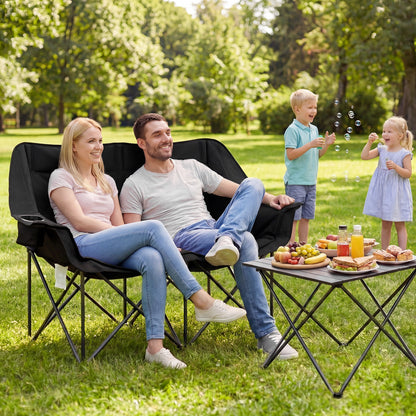 Double Camping Chair with Cup Holders and Storage Pockets