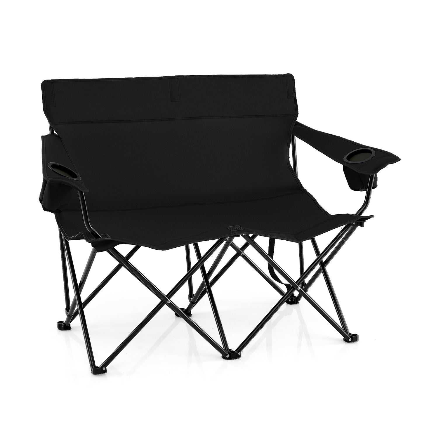 Double Camping Chair 2-Person Folding Loveseat with Cup Holders