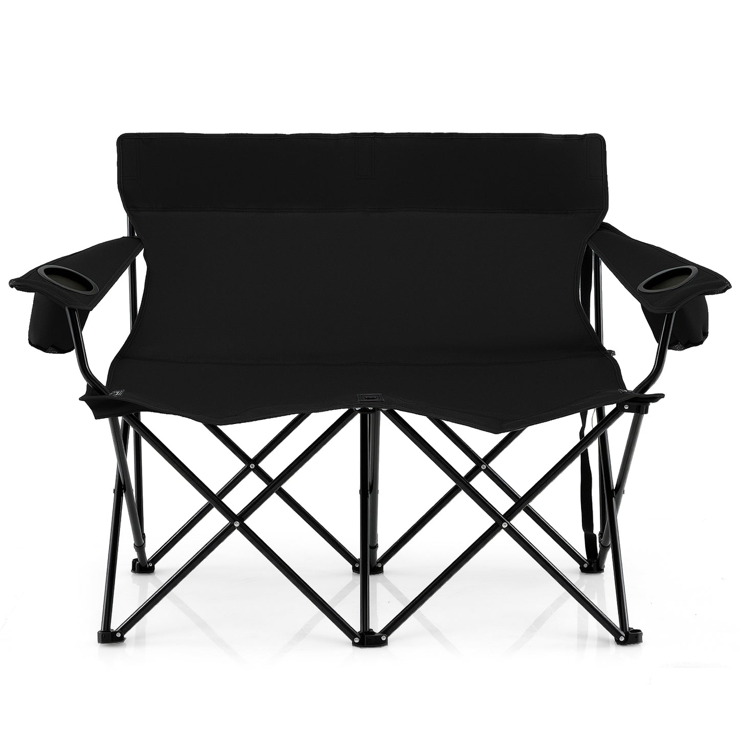 Double Camping Chair 2-Person Folding Loveseat with Cup Holders