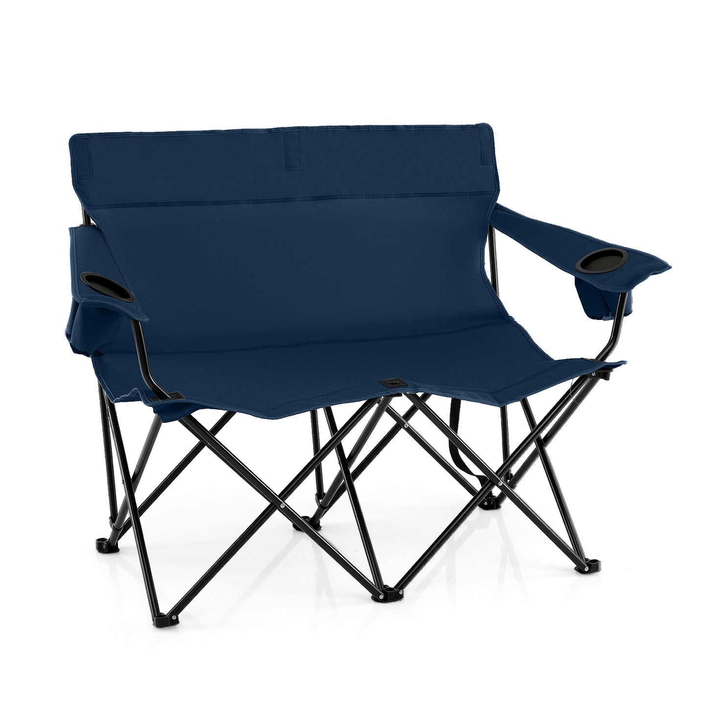 Double Camping Chair 2-Person Folding Loveseat with Cup Holders