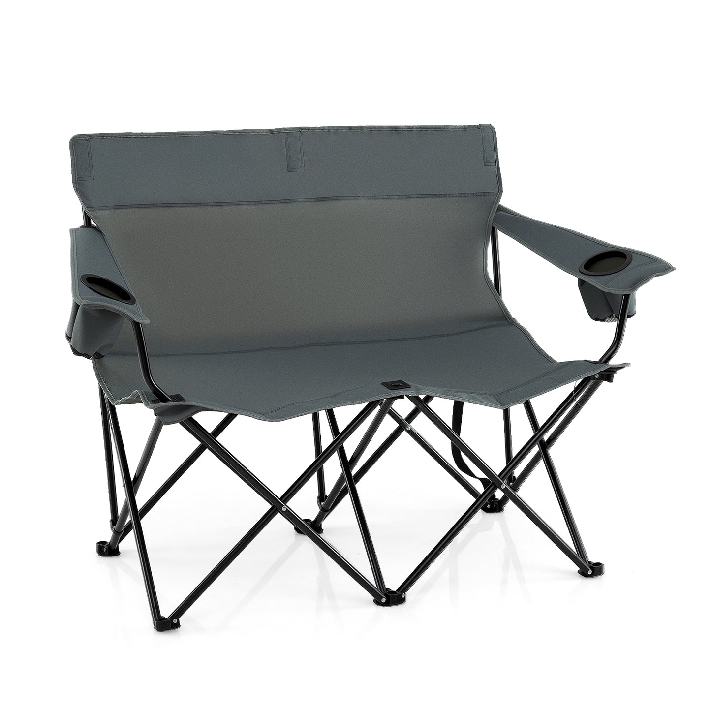 Double Camping Chair 2-Person Folding Loveseat with Cup Holders