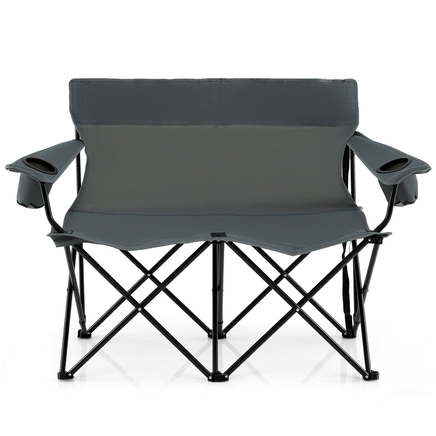 Double Camping Chair 2-Person Folding Loveseat with Cup Holders
