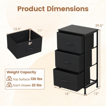 3-Drawer Fabric Dresser with Metal Frame for Bedroom Storage