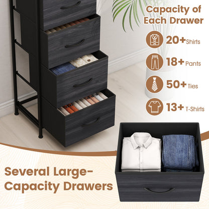 5-Drawer Fabric Dresser with Metal Frame for Bedroom Storage