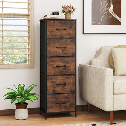 5-Drawer Fabric Dresser with Metal Frame for Bedroom Storage