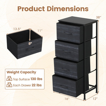 4-Drawer Fabric Dresser with Metal Frame