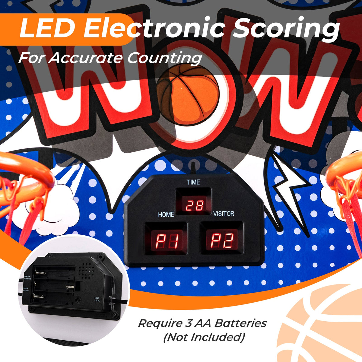 Dual Shot Basketball Arcade Game with 8 Game Modes and 4 Balls