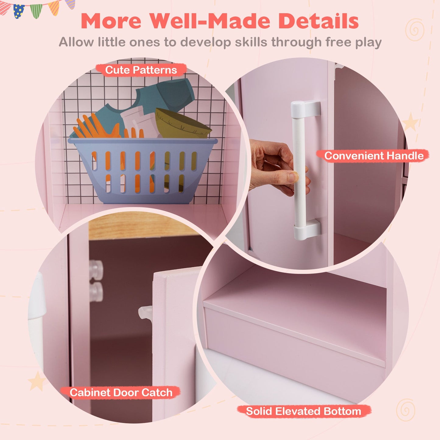 Dual-Sided Kids Play Kitchen with Water Dispenser and Range Hood for 3+ Years Old