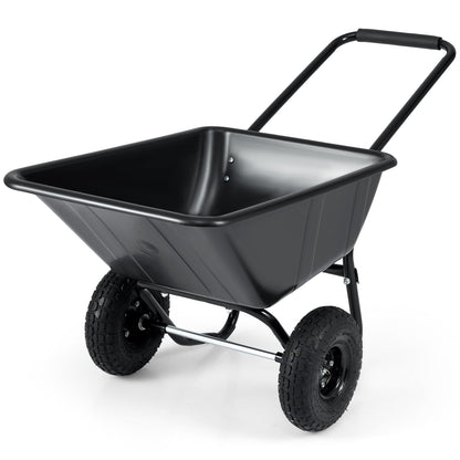 Dual-Wheel Wheelbarrow Garden Utility Cart with Pneumatic Tires