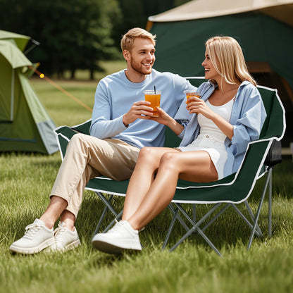 Oversized Duo Camping Loveseat Chair with Cup Holders