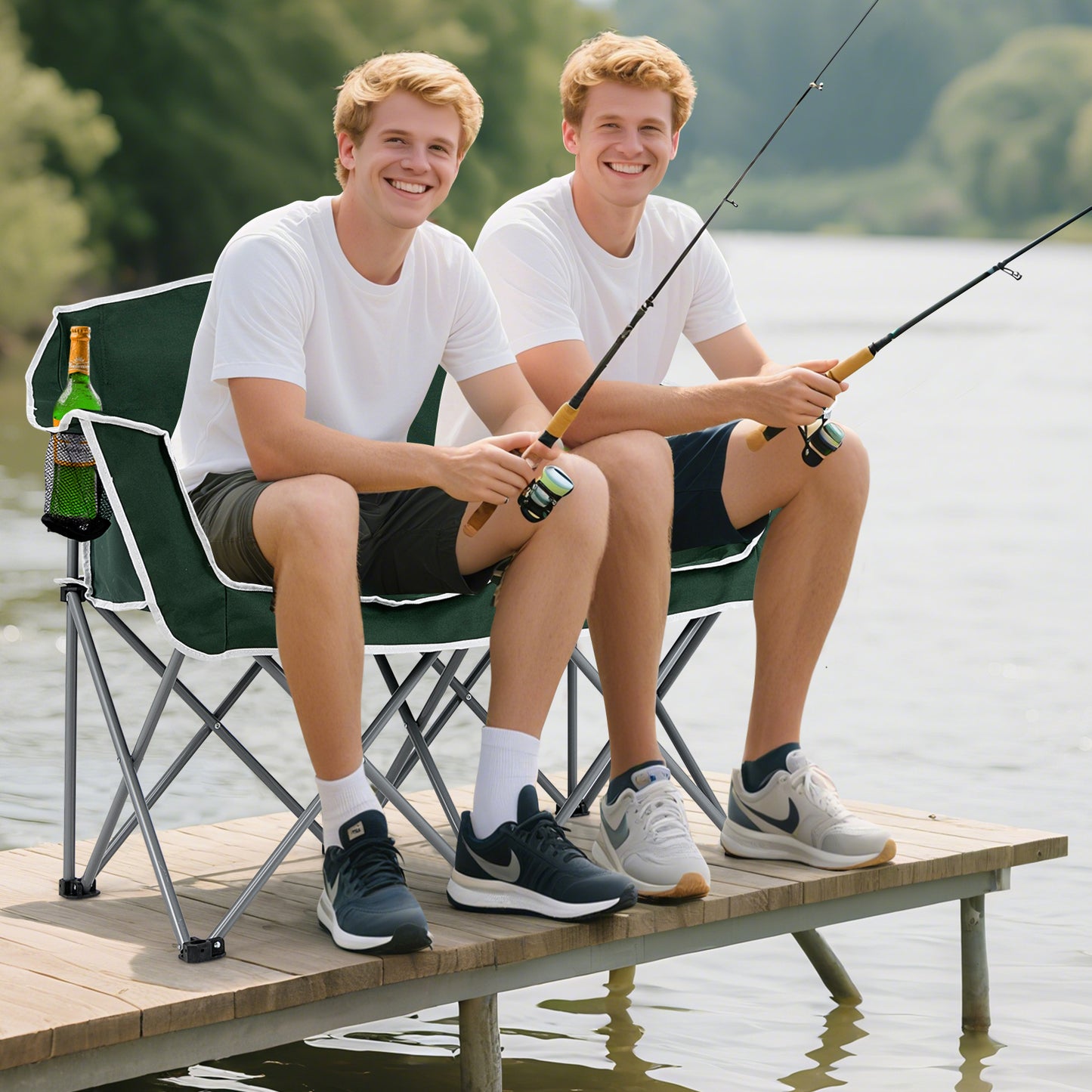Oversized Duo Camping Loveseat Chair with Cup Holders