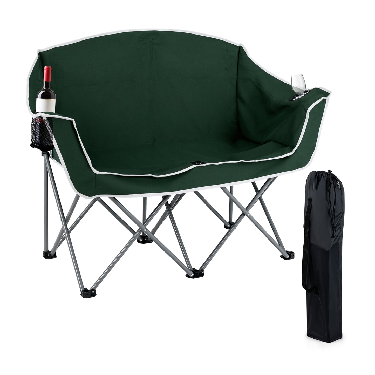 Oversized Duo Camping Loveseat Chair with Cup Holders