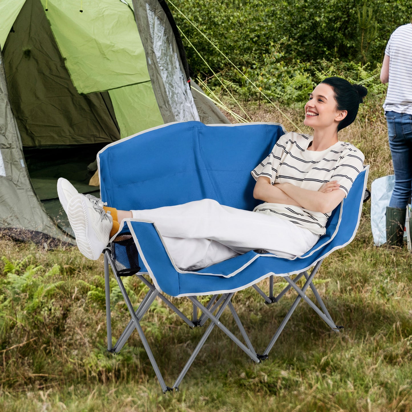 Oversized Duo Camping Loveseat Chair with Cup Holders