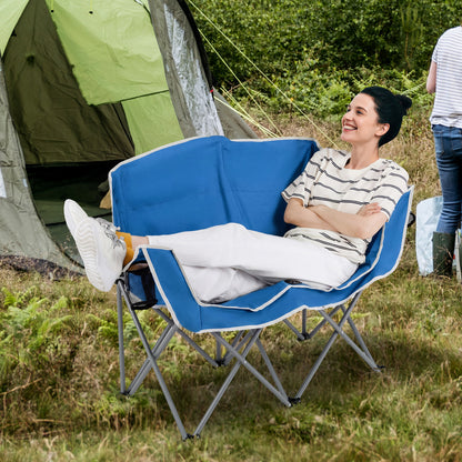 Oversized Duo Camping Loveseat Chair with Cup Holders
