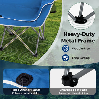 Oversized Duo Camping Loveseat Chair with Cup Holders