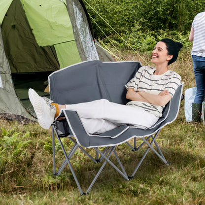 Oversized Duo Camping Loveseat Chair with Cup Holders