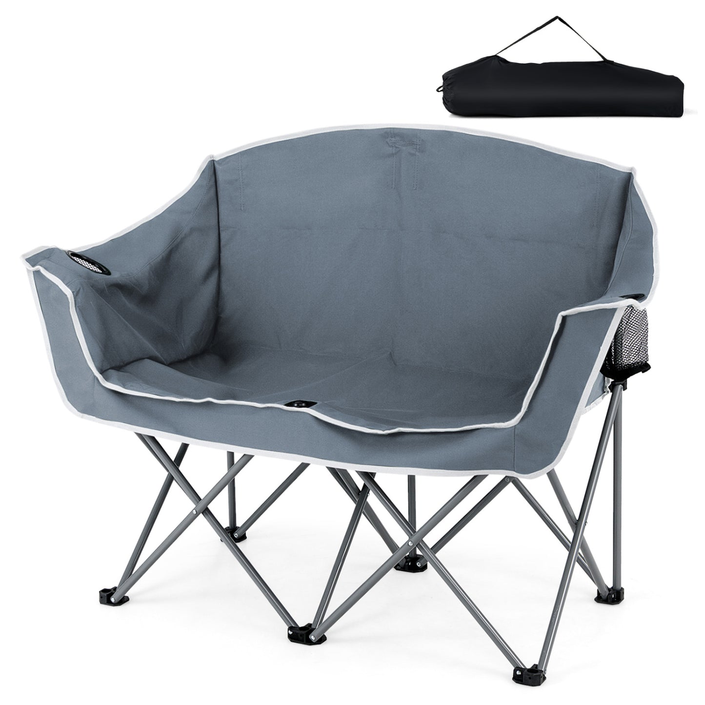 Oversized Duo Camping Loveseat Chair with Cup Holders