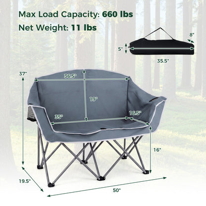 Oversized Duo Camping Loveseat Chair with Cup Holders