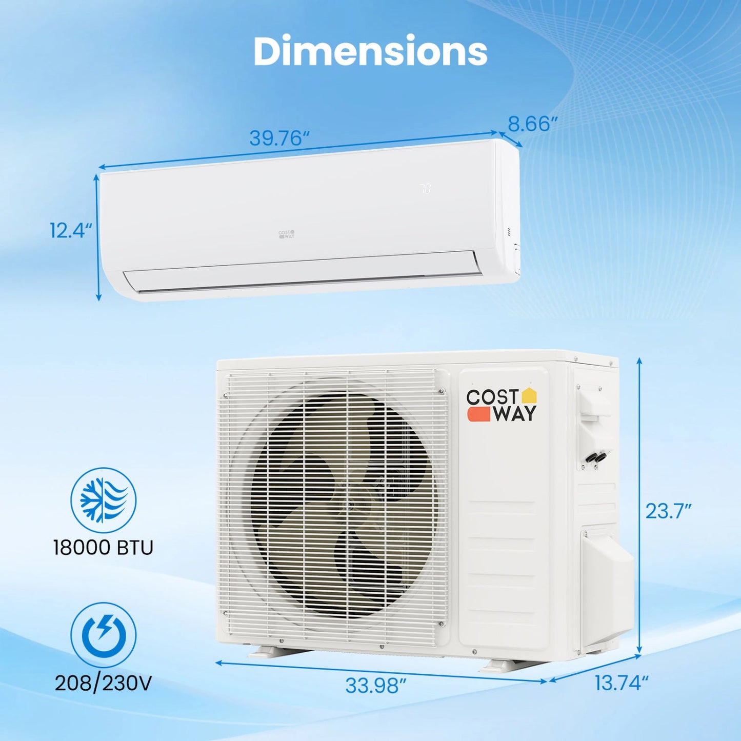 18000 BTU Mini Split Air Conditioner & Heater with WiFi