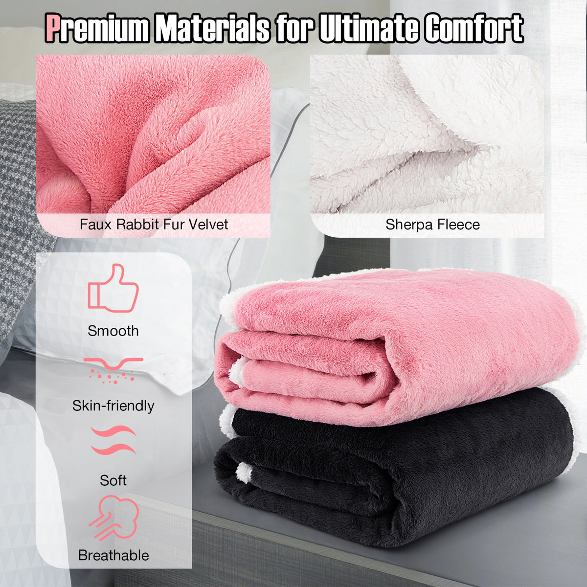 Electric Heated Blanket Throw with 10 Heat Settings