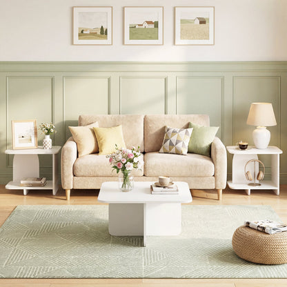 End Table 2-Tier Sofa Side Table with Storage Shelf for Small Space
