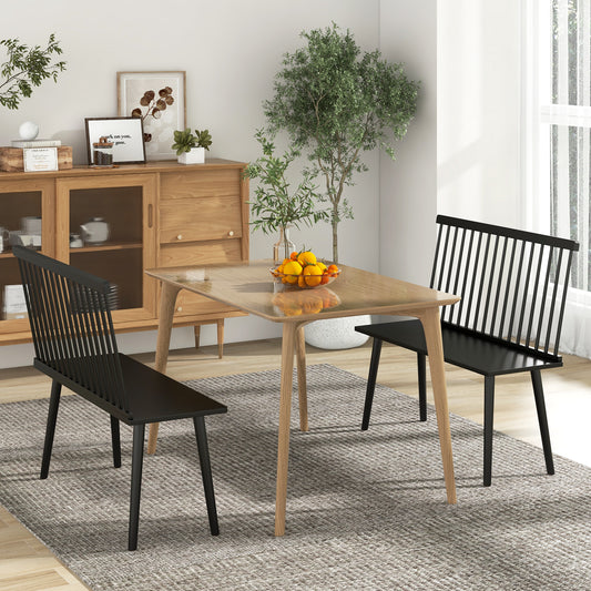 Spindle Back Bench for 2 with Ergonomic Backrest