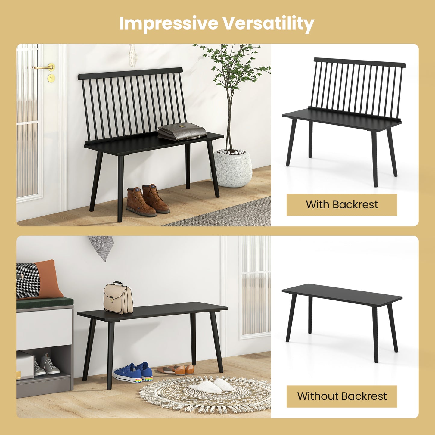 Spindle Back Bench for 2 with Ergonomic Backrest