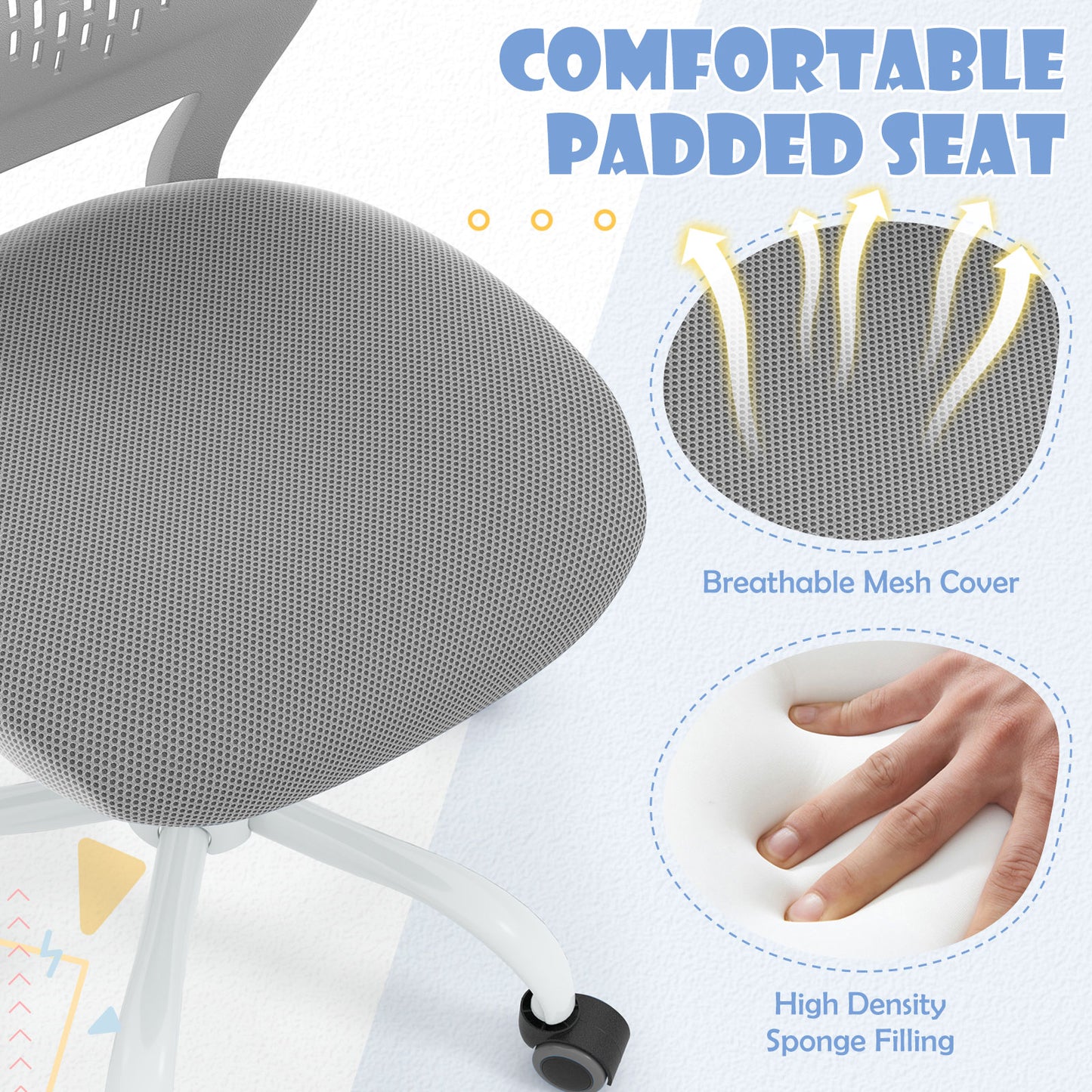 Kids Desk Chair with Adjustable Height and Mesh Back