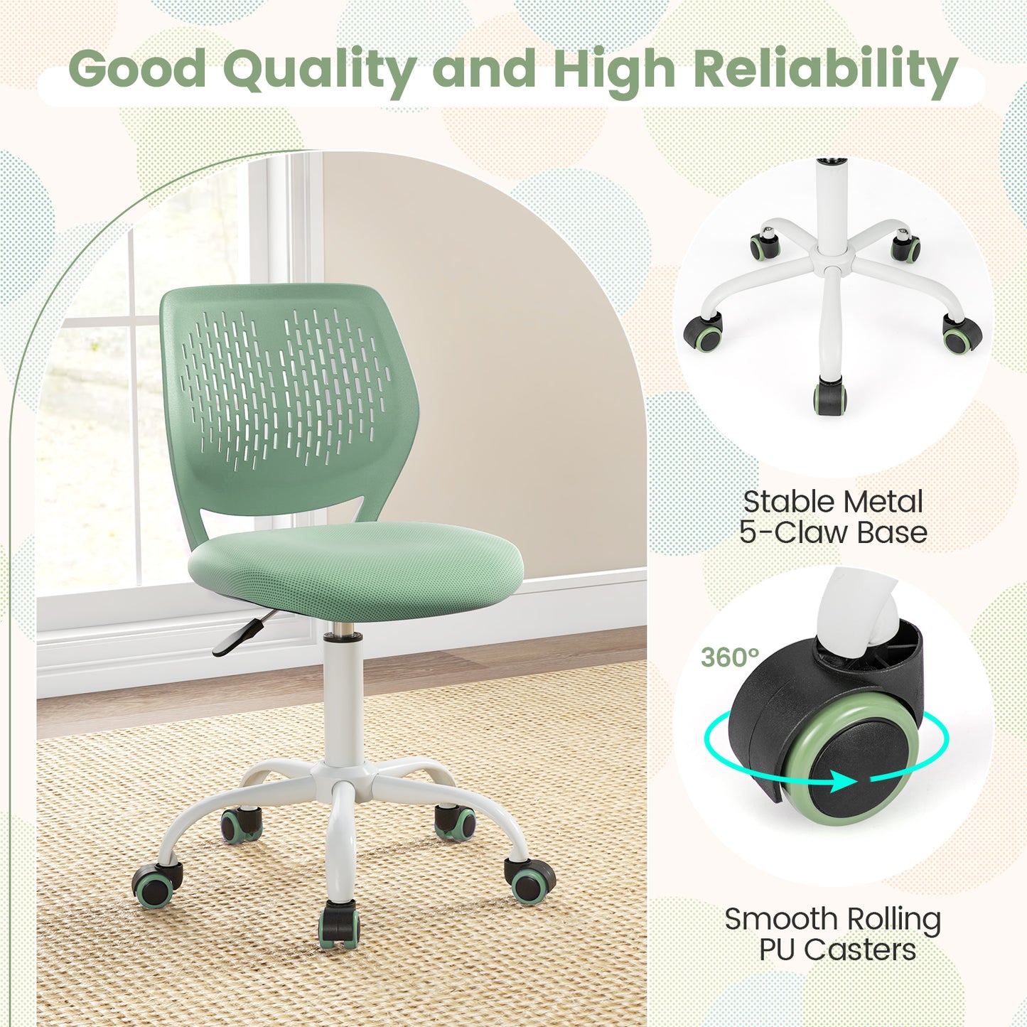 Kids Desk Chair with Adjustable Height and Mesh Back