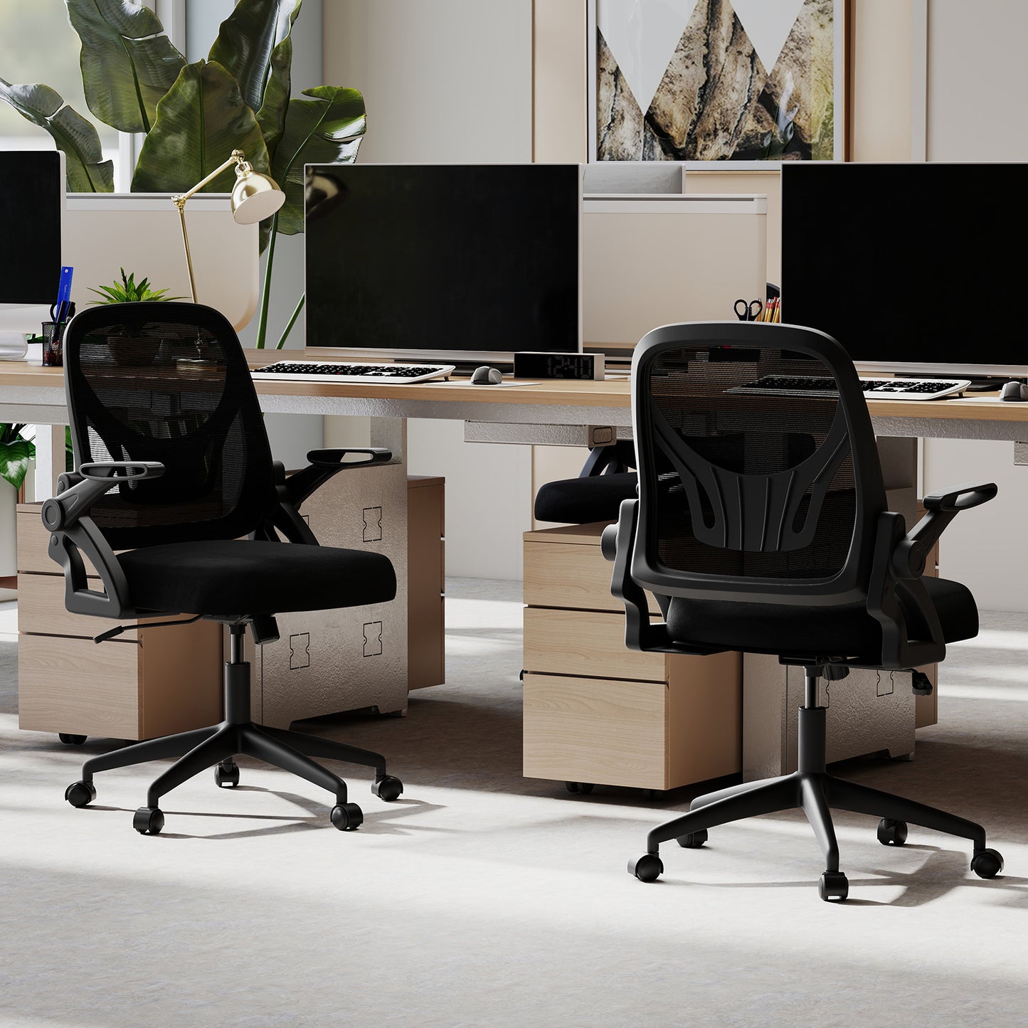 Ergonomic Office Chair with Lumbar Support and Flip-Up Arms